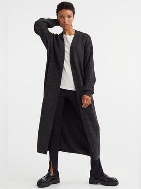H&M Rib Knit Charcoal Duster Cardigan